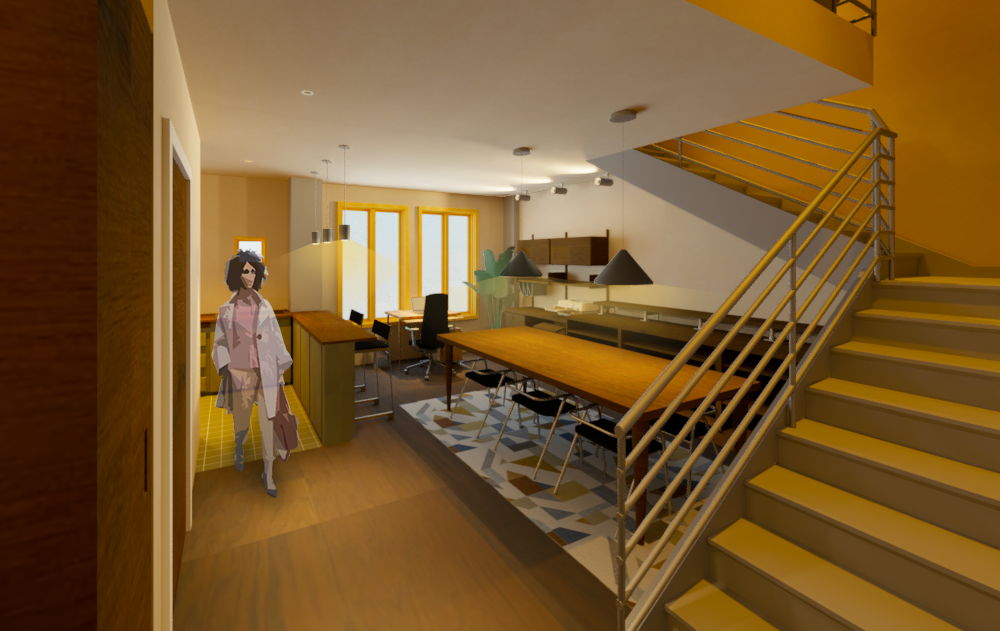 Transformative Micro Apartment Project First Floor Perspective Rendering