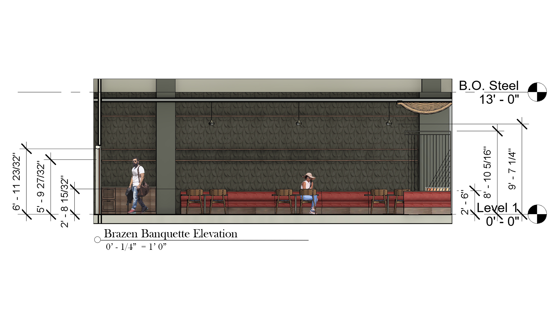 Brazen Airport Restaurant Project Banquette Elevation