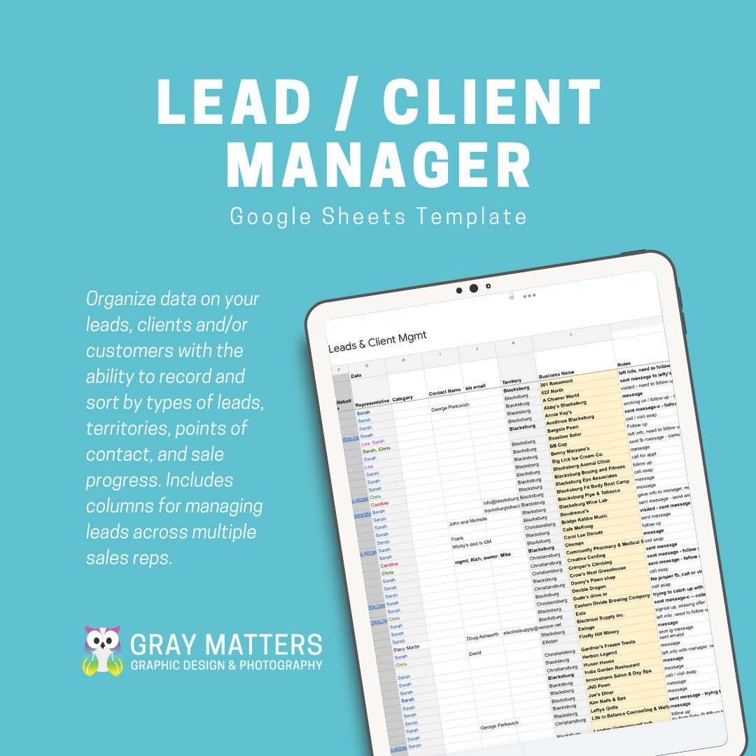 Lead/Client/Customer Manger ⎮ Google Sheets Template