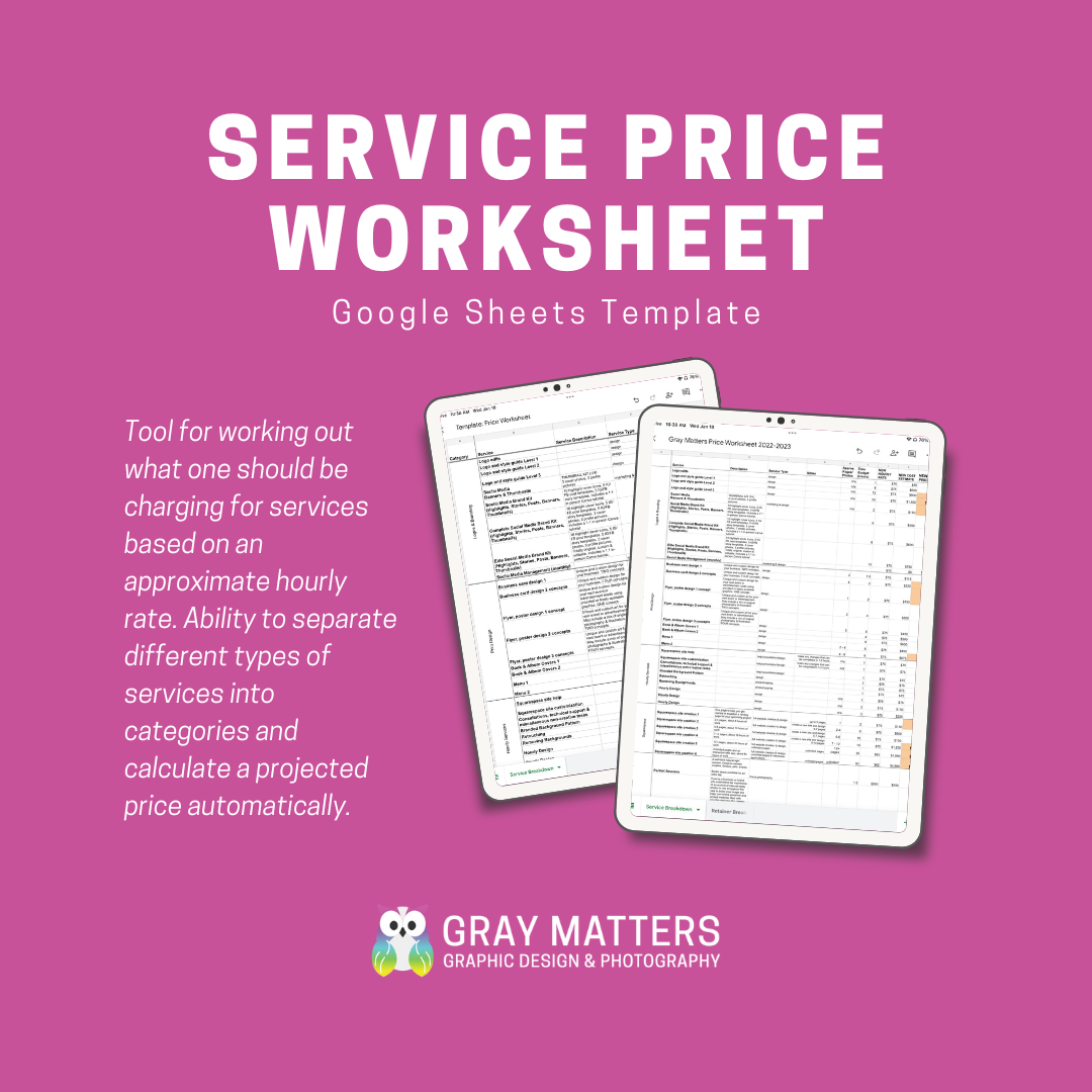 Service Price Worksheet ⎮ Google Sheets Template