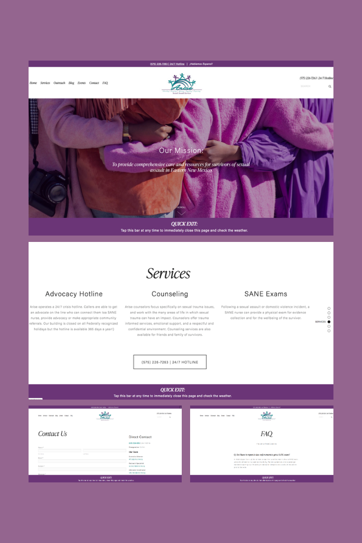 Arise Sexual Assault Services | Squarespace Website Design