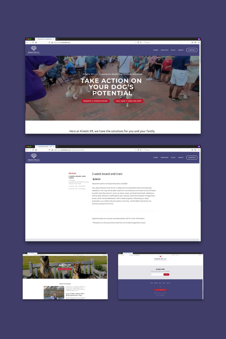 Kinetic K9 LLC | Hampton Roads Squarespace Website Design