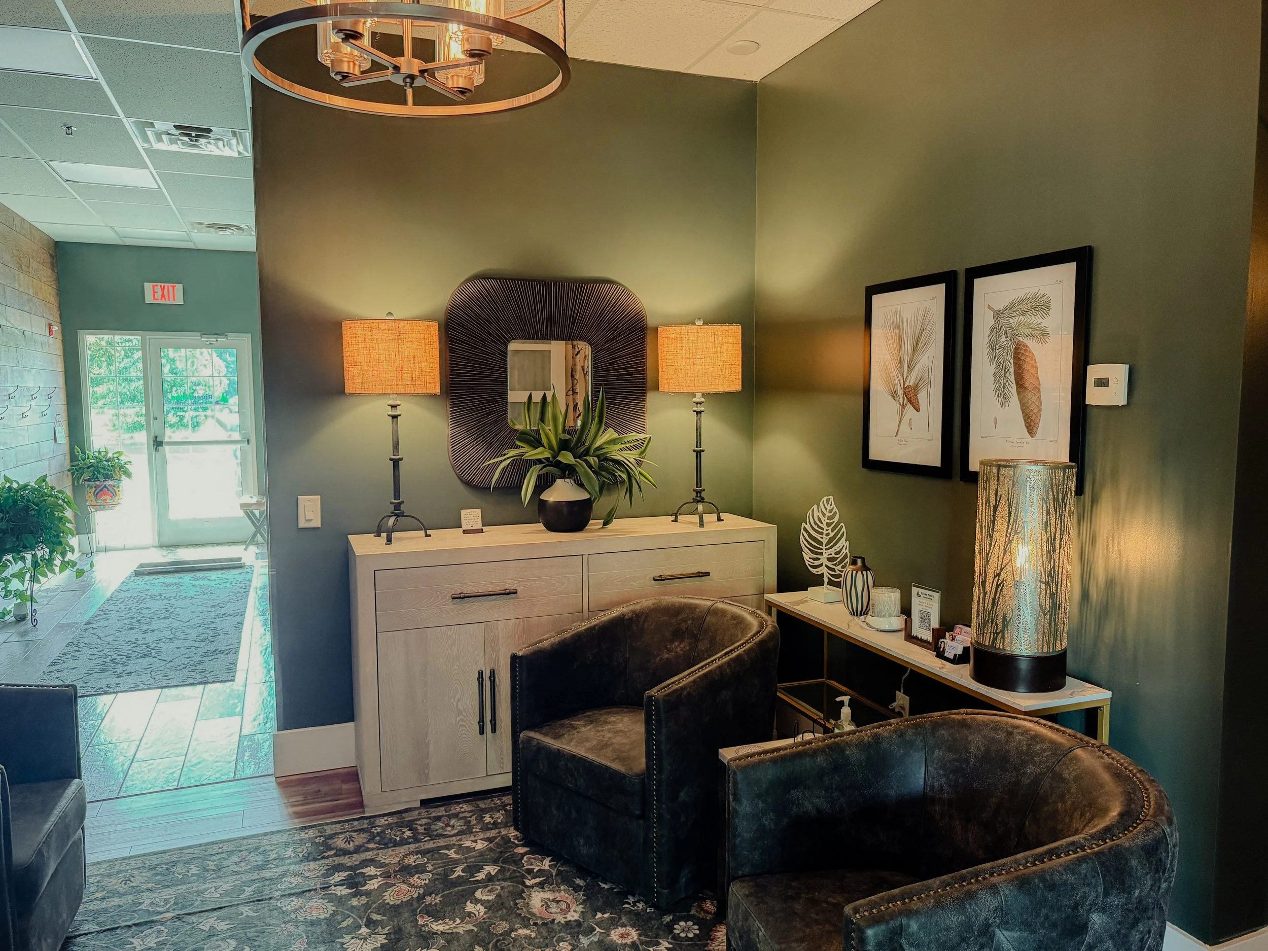 Therapeutic, nature-inspired counseling environment at River Pines Counseling.
