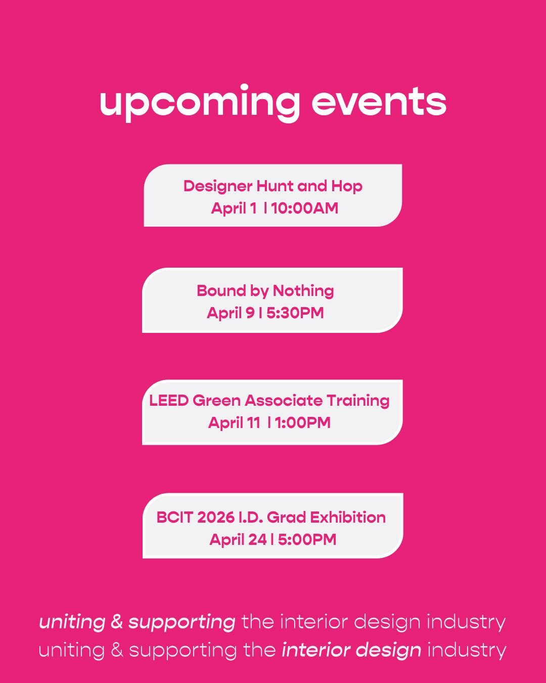UPCOMING EVENTS happening soon!

Have you RSVP&rsquo;d for these exciting industry events yet?  Hope to see you there!

Make sure you keep an eye on our Events Page (link in bio). Lots of great opportunities coming up in Vancouver, and we strive to s