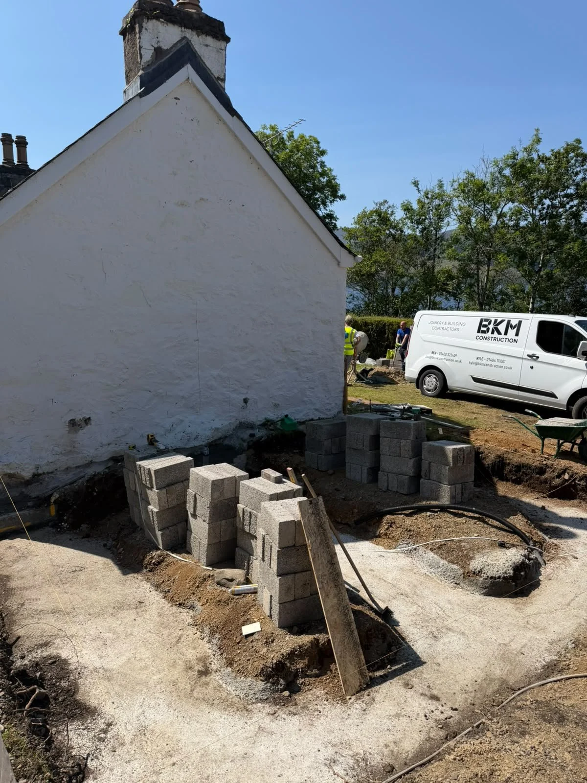 BKM Construction Van at location