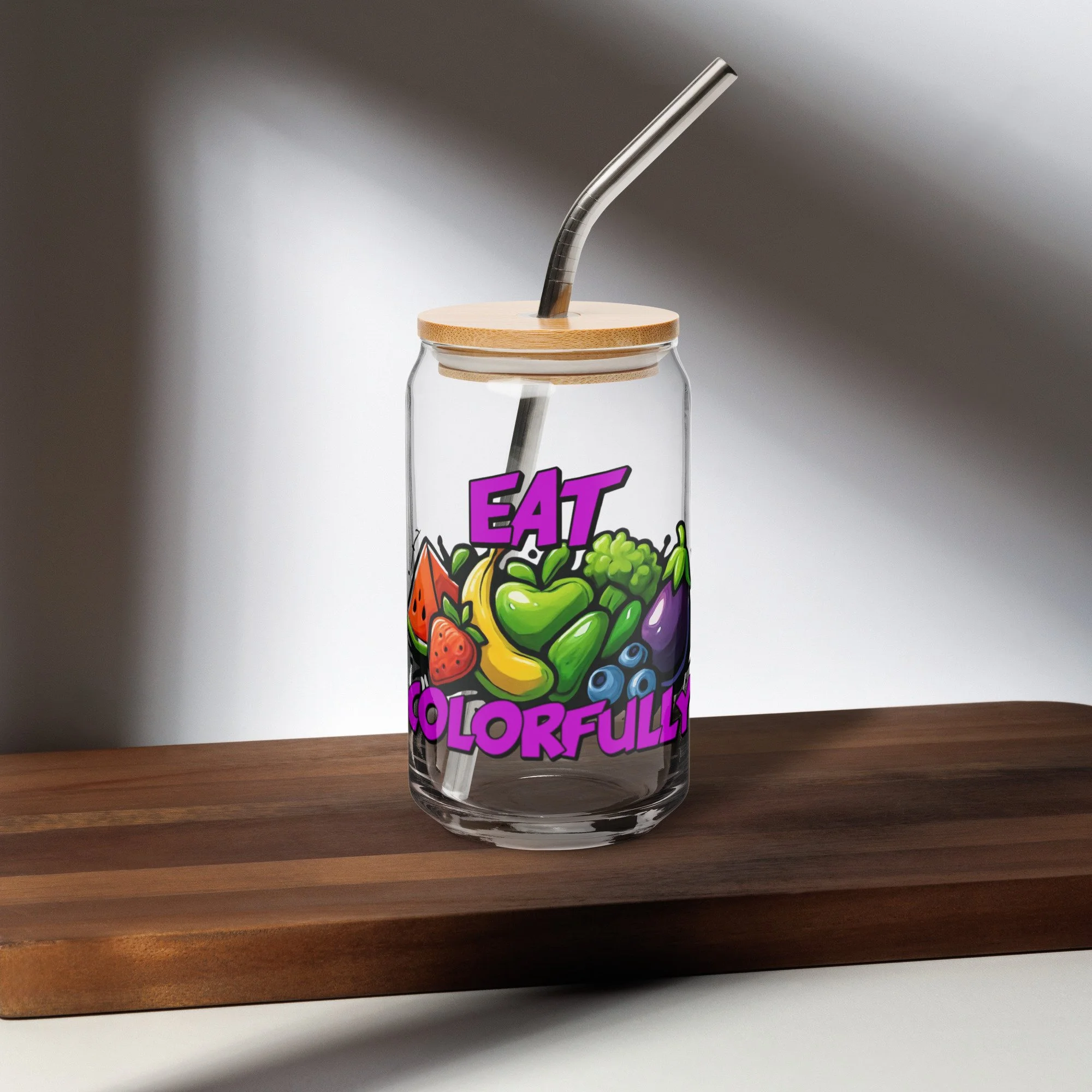 Eat Colorfully Can-shaped glass