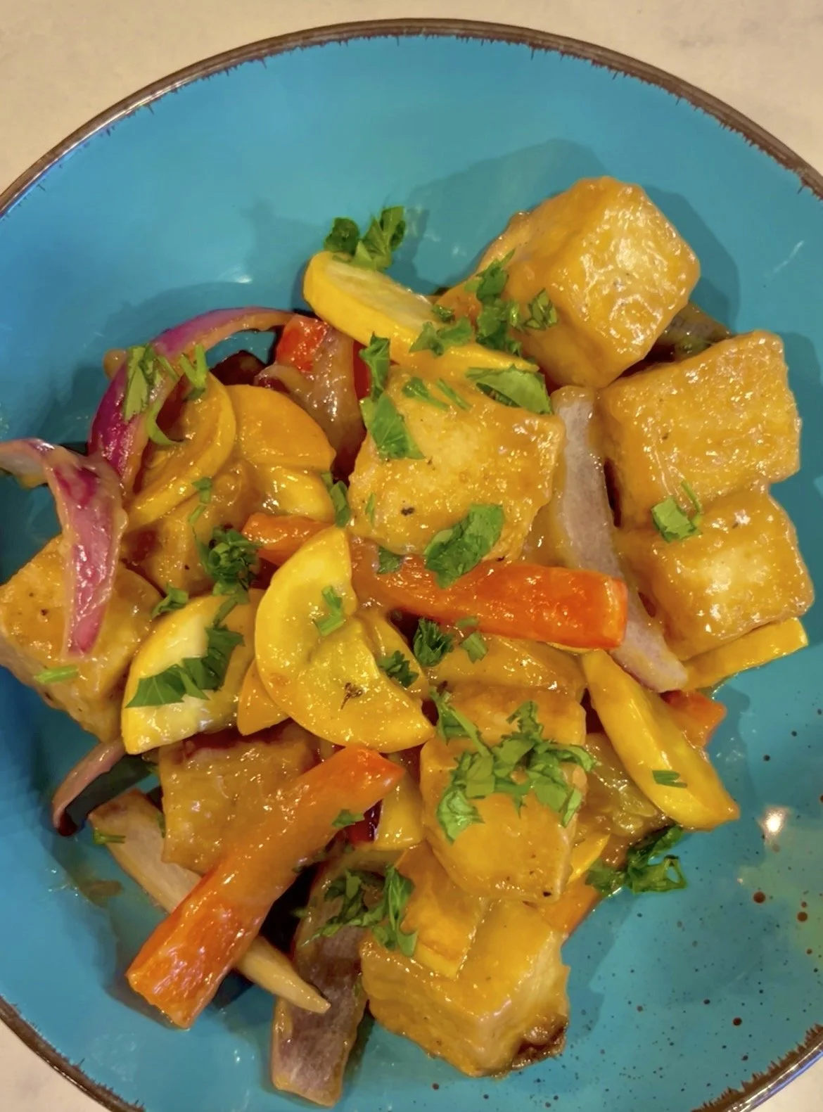 Miso Mirin Tofu with Sauteed Vegetables