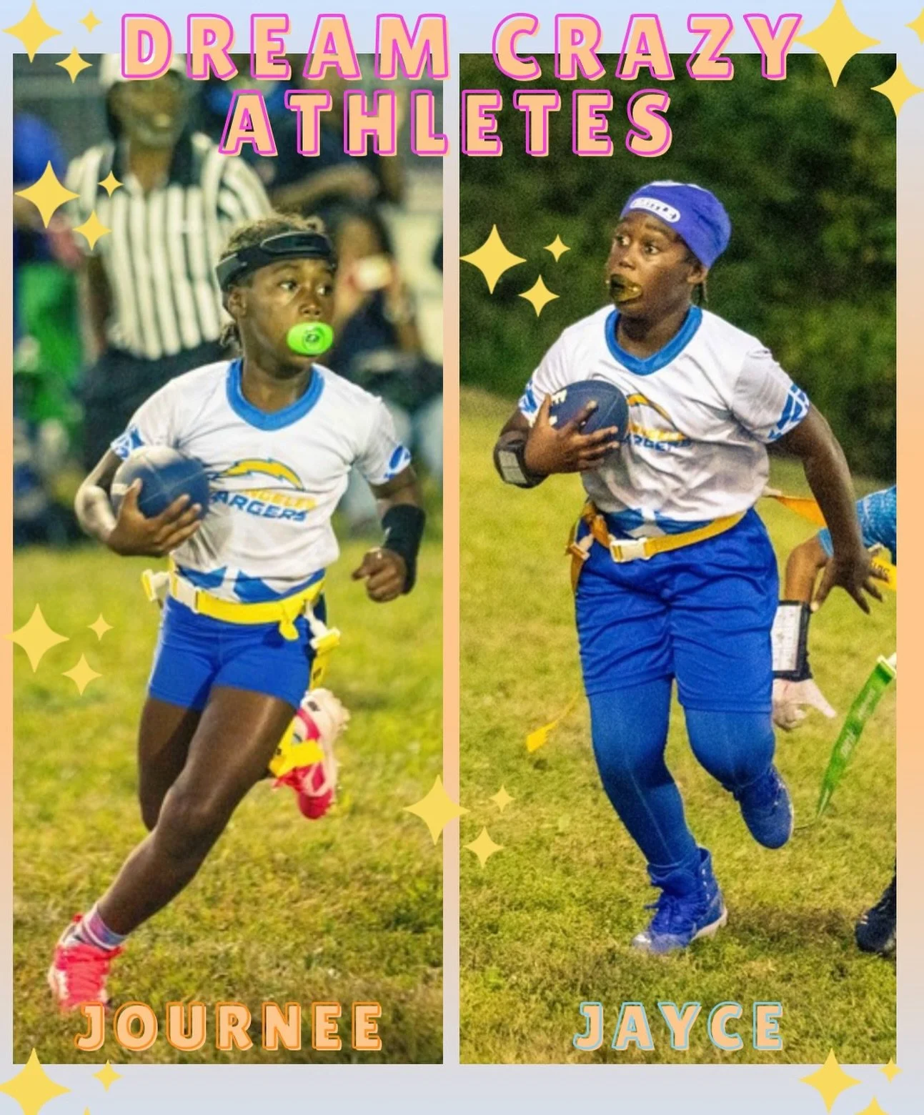 Meet our FIRST Dream Crazy athletes: Journee and Jayce. 🤍✨

We are so proud to support them as they head to Nike Flag Football Camp this summer&mdash;an exciting step in their athletic journey and a moment that truly reflects what Dream Crazy is all