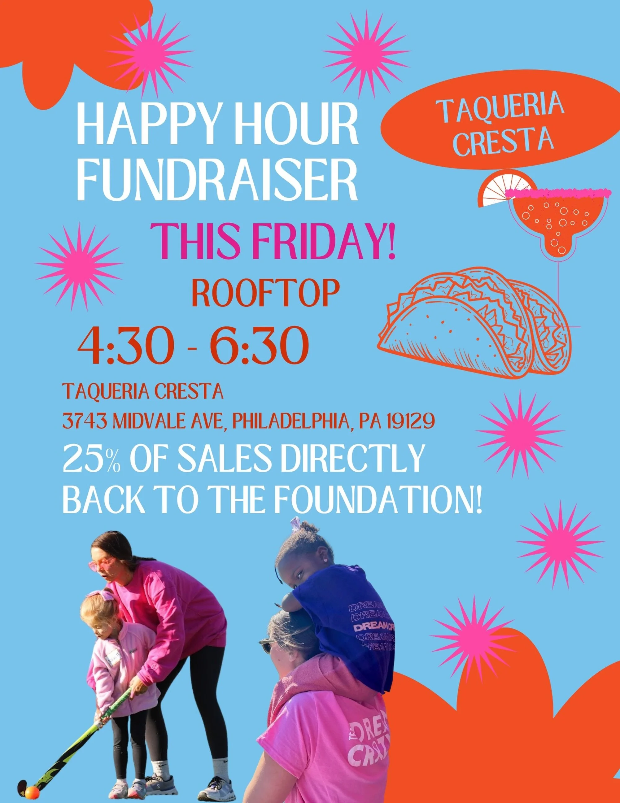 📣 Change of plans!

Our Happy Hour Fundraiser is now happening FRIDAY from 4:30&ndash;6:30 PM on the Cresta enclosed rooftop @taqueria_cresta ! ☀️🍹

Come say hi, connect with the Dream Crazy community, and help us continue supporting young athletes