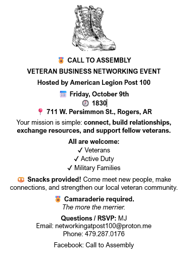 CALL TO ASSEMBLY - VETERAN BUSINESS NETWORKING EVENT