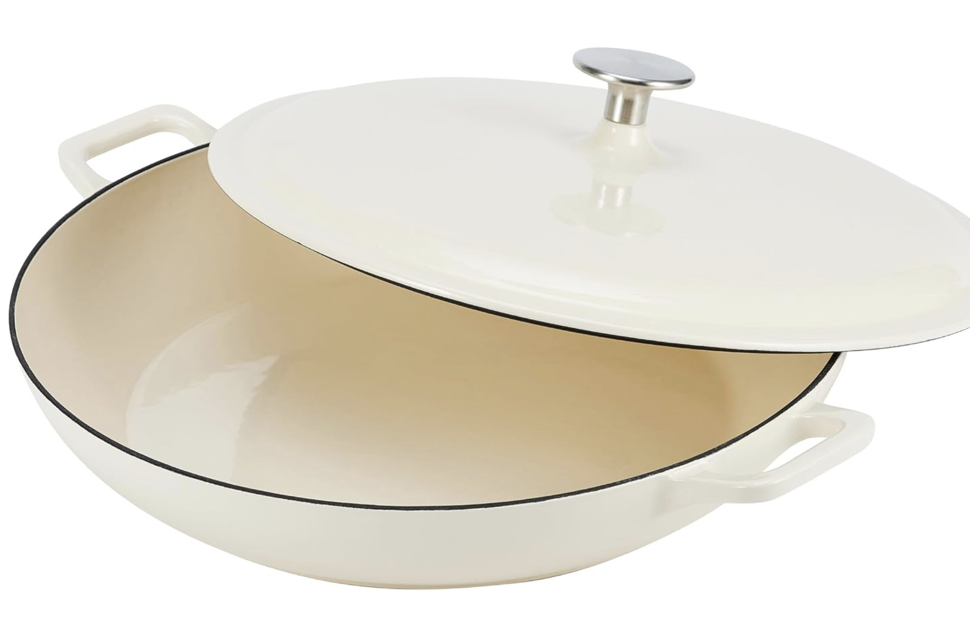 Enameled Cast Iron - Covered Round Casserole Skillet with Lid