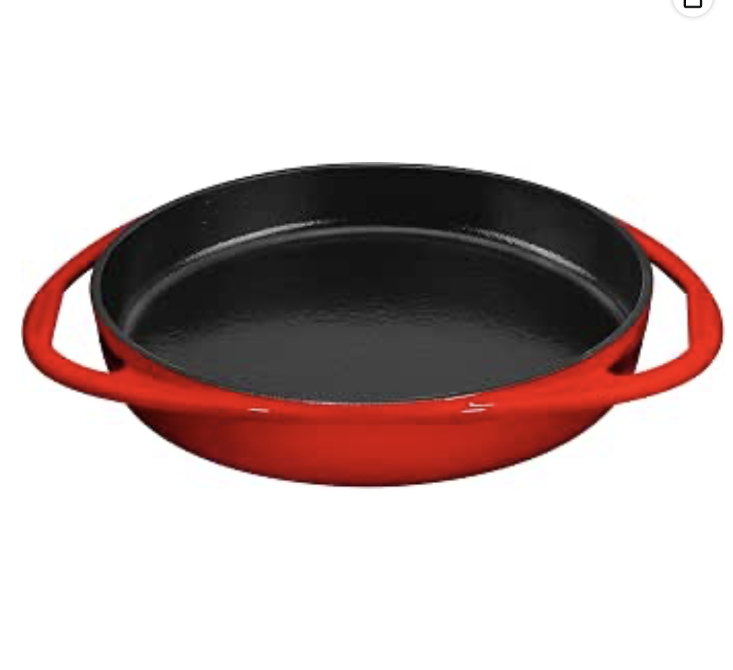 Bruntmor 9.5-Inch Red Enameled Cast Iron Pan