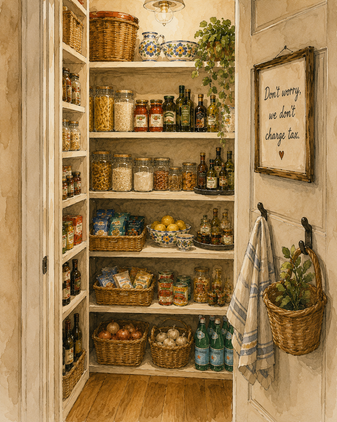 well stocked italian pantry