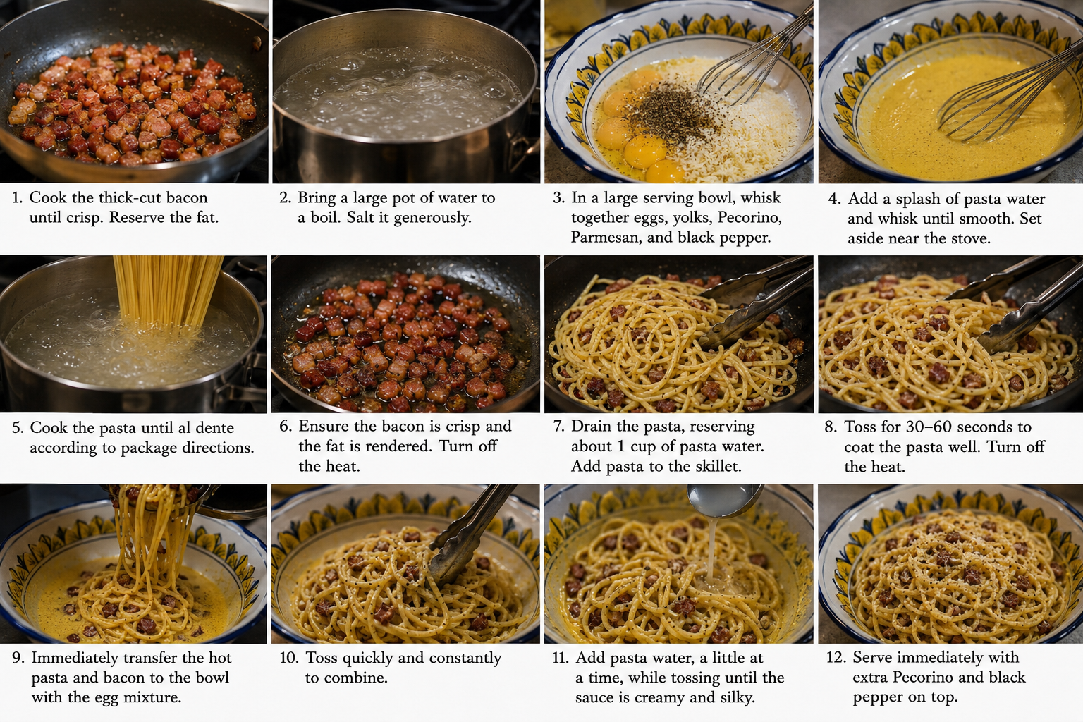 steps to making pasta carbonara