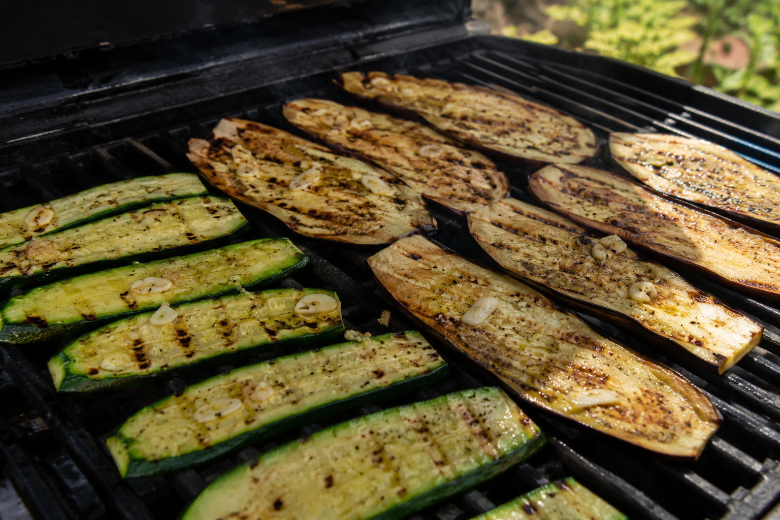 eggplant and zucchini on a grill