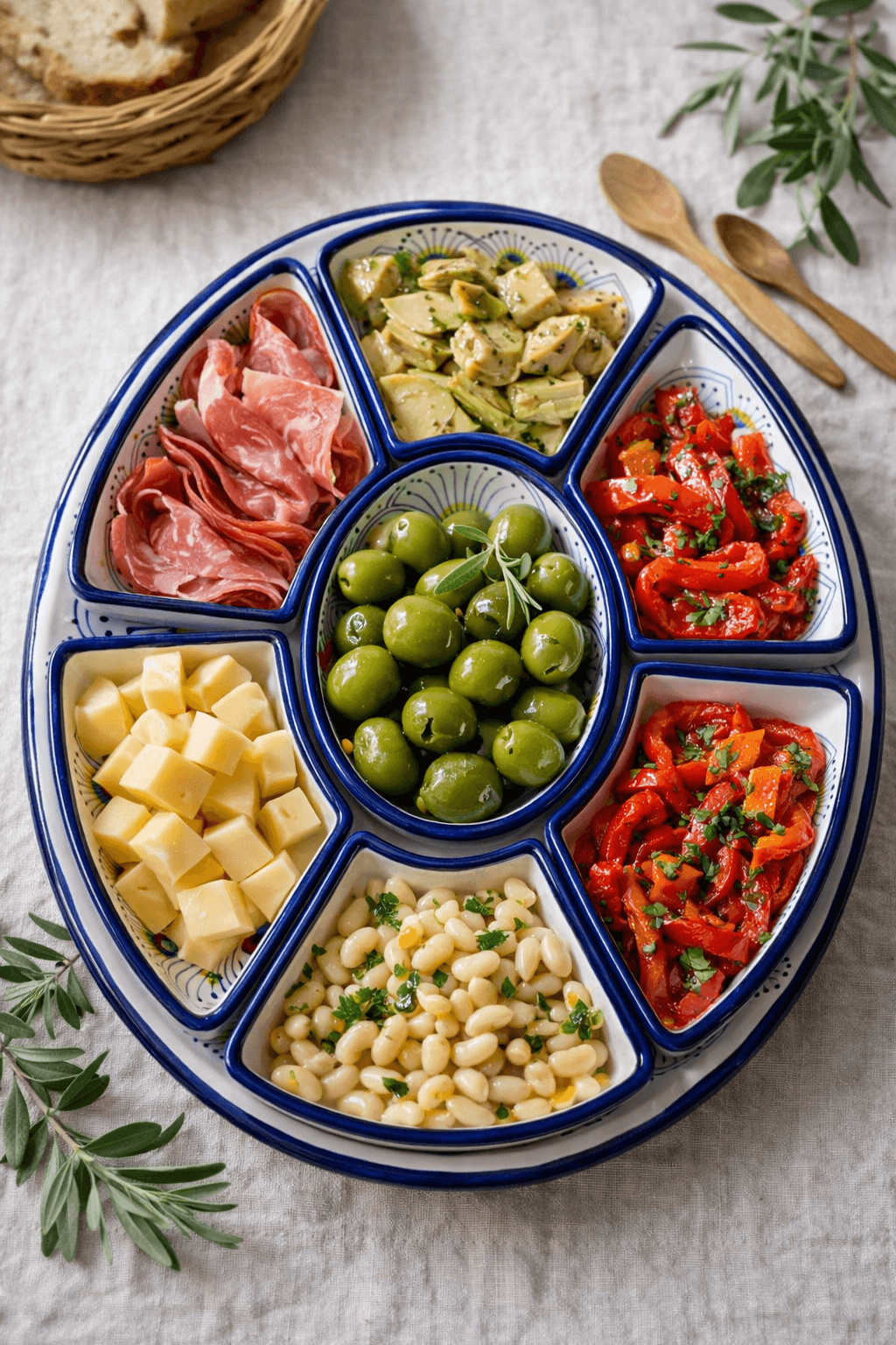 Intreccio Antipasto Platter.  Handmade Italian Ceramic Tableware Made in Deruta.  Antipasteria.