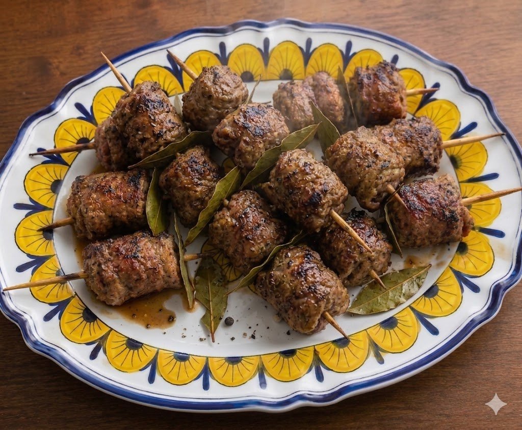Rolled beef italian spedini on the grill