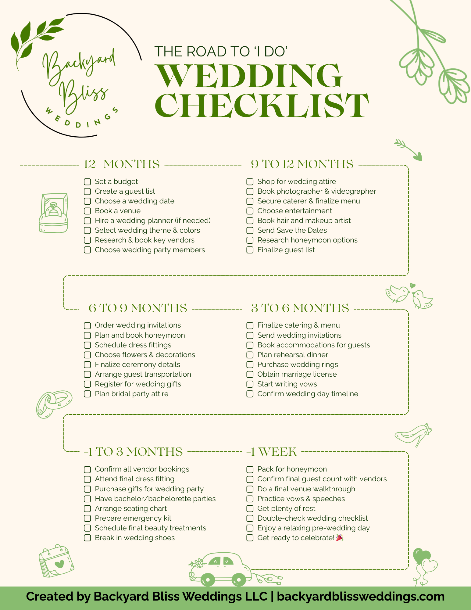 1 Year Wedding Checklist