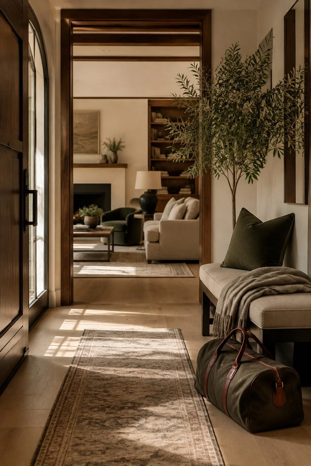 Warm residential hallway prepared for a comfortable arrival