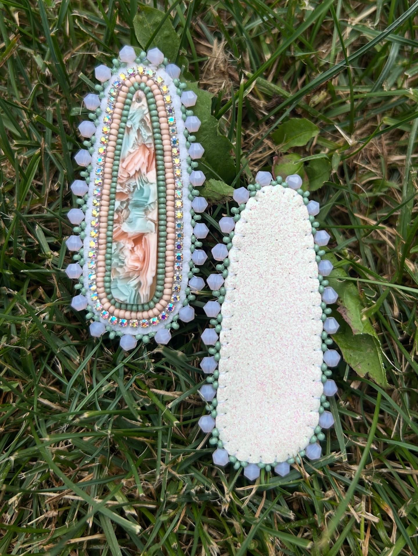 Sage Green and Light Pink Earrings