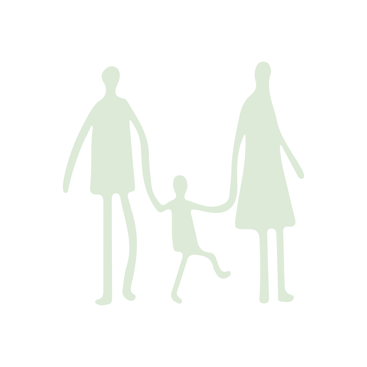 Simplified illustration of a family holding hands, with two adults and a child between them, set against a black background.