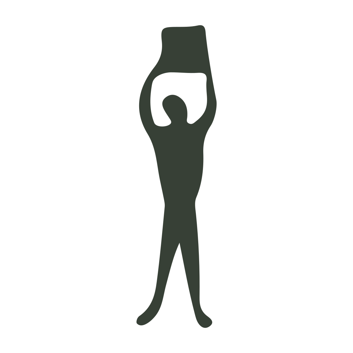 Silhouette of a person holding a large bottle above their head.