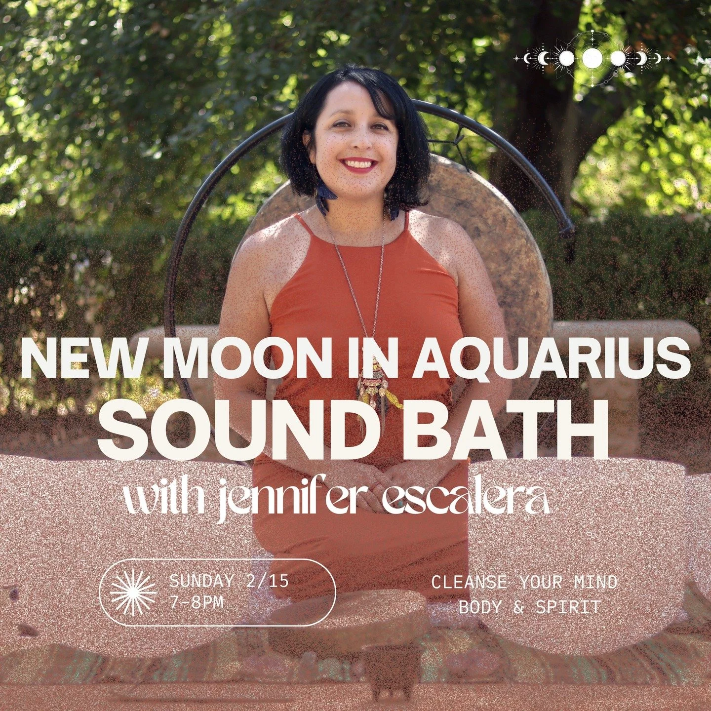 Join Jennifer Escalera for a sound bath honoring the upcoming New Moon in Aquarius.

A space to slow down, soften, and be guided through intuitive sound healing and intention-setting, supporting both gratitude and release as we move into a new lunar 