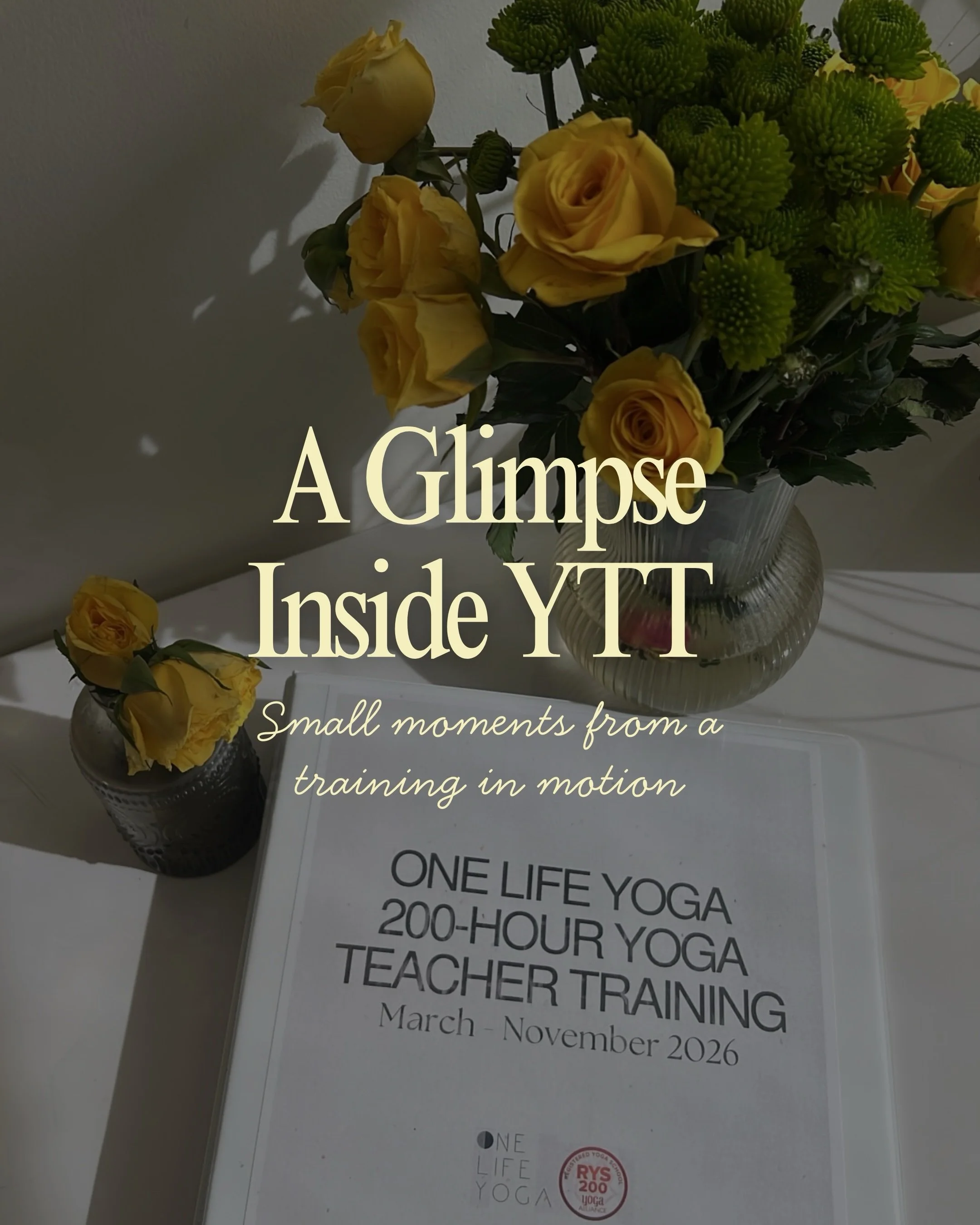 A glimpse into yoga teacher training so far. ✨ A few moments from the lecture room, practice space, and the in-between. Lots of learning, Asana, reflection, note taking, settling into the rhythm of training and SO much more!