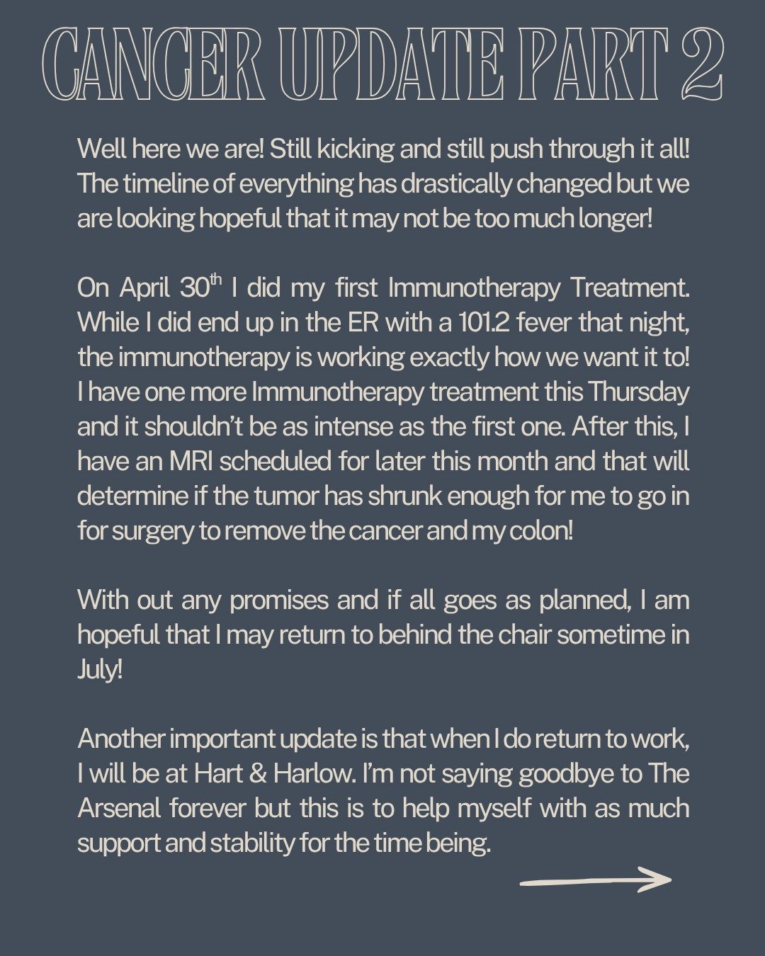 Cancer Update Part 2! 

I still love all of you so much and can't thank all of you enough for your support through this!