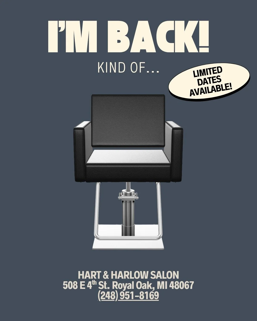 I'M BACK! Well... Kind of...

Sitting at home and not behind the chair has been rough for me. I'm not a home body at all. While I am still battling colon cancer and doing scans, tests, etc., I am finally able to slowly get back behind the chair! 

Pl