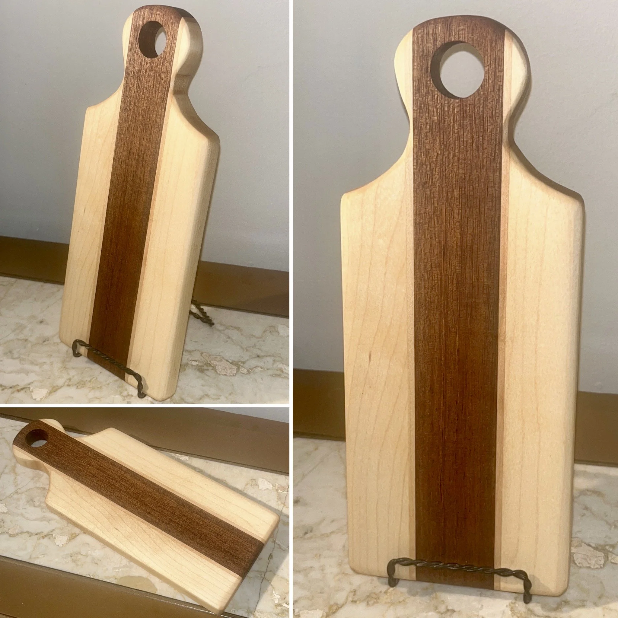 Miniature Hard Maple & Angelique Bread Board with Handle