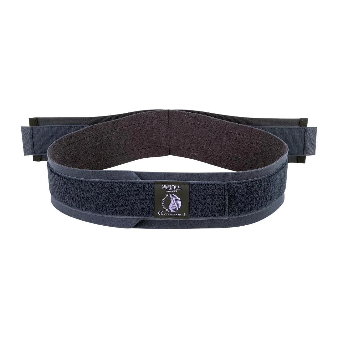 Black ergonomic lumbar support belt with adjustable straps