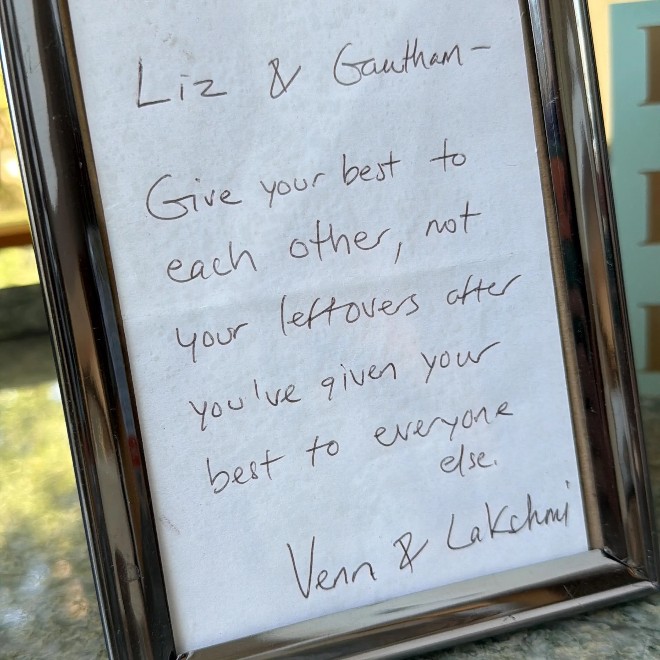 Marriage advice. 

7 years later, and we are still treating each other  like the main dish&hellip;(that sounded more sexual than I meant it to 😂) but you get the picture.

Prioritizing those that mean the most to you is often easier said than done. 