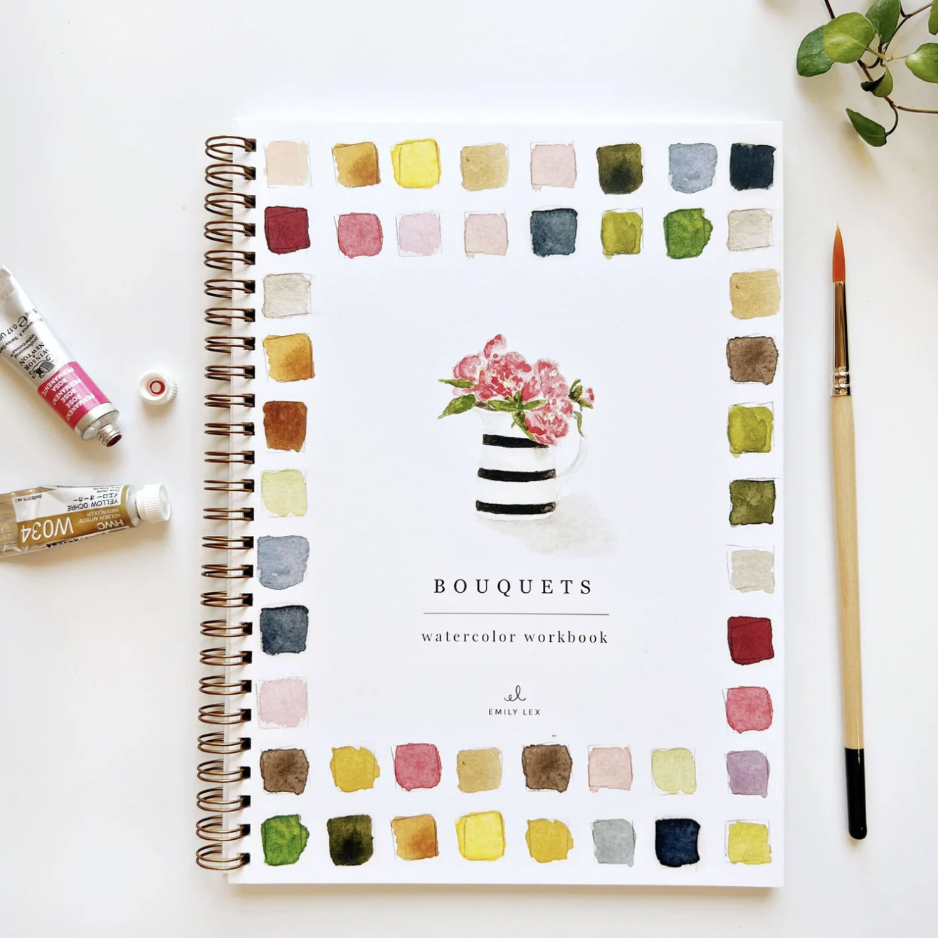 Emily Lex Studio Bouquets Watercolor Workbook - 12 Floral Sketches Spiral Bound