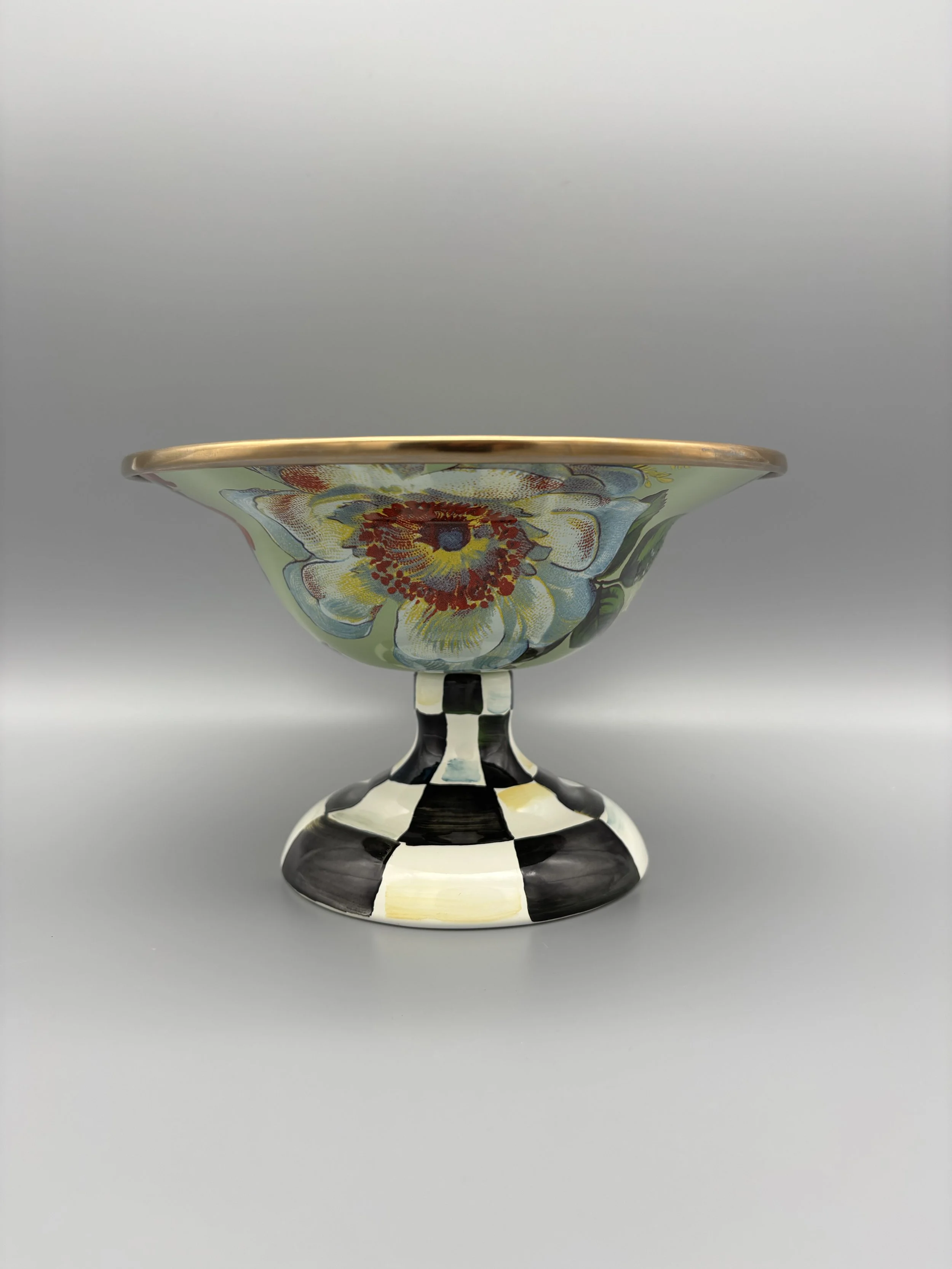 MacKenzie-Childs Green Flower Market Compote