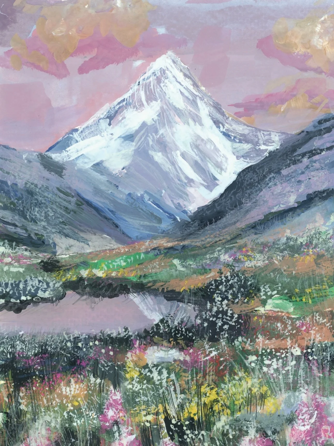 Sunset Bloom
Gouache on Watercolor Paper
A5 (148 &times; 210 mm)
2025

High-quality prints also available in A3 (297 &times; 420 mm).

#impressionism #mountain #impressionists #gouachepaint #gouache #impressionist #landscape #landscapepaintings #pain