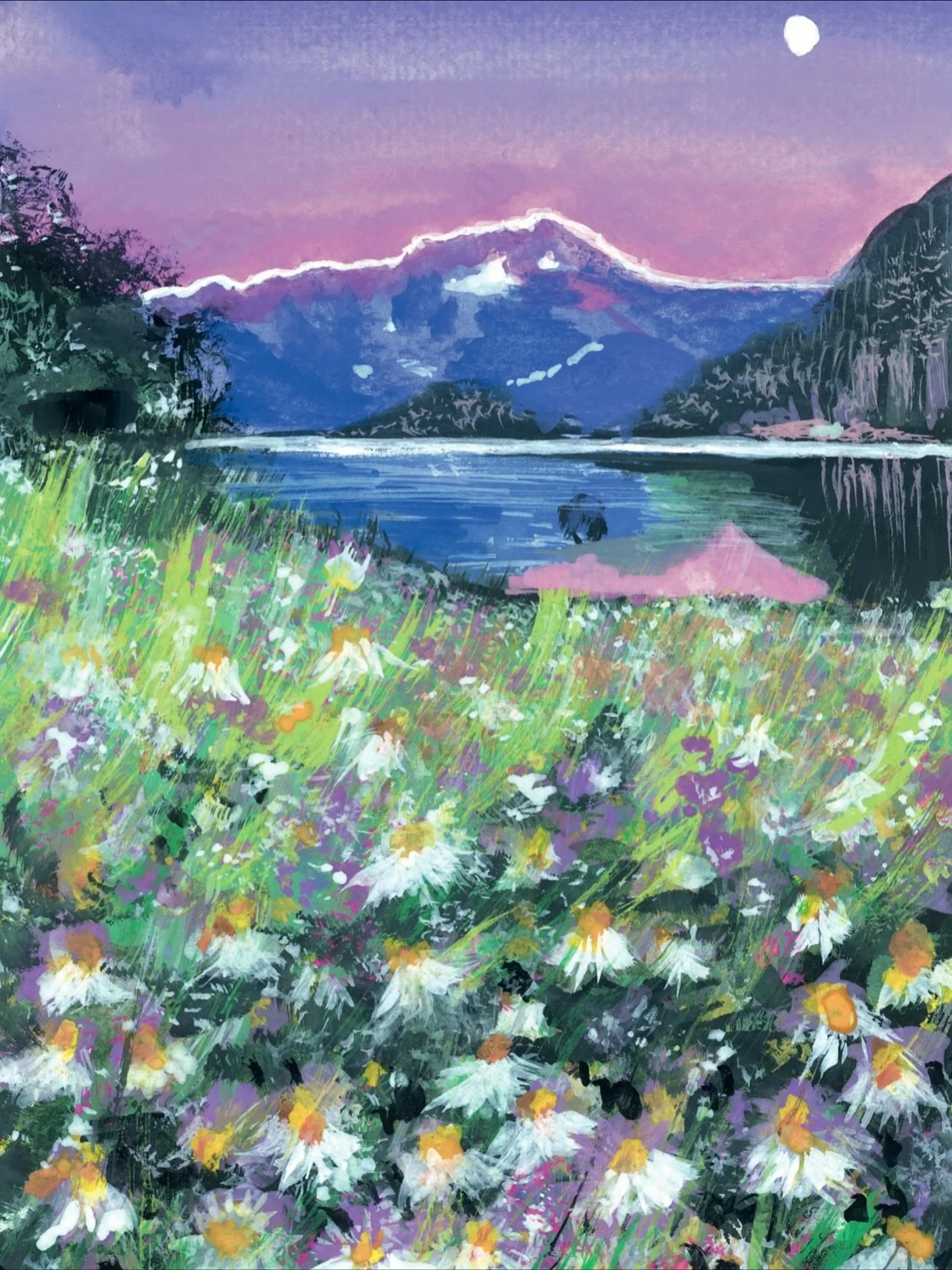 Moonlit Stillness
Gouache on Watercolor Paper
A5 (148 &times; 210 mm)
2025

High-quality prints also available in A3 (297 &times; 420 mm).

#mountain #gouache #nz #newzealand #newzealandnatural #newzealandlife #illustration #impressionist #impression