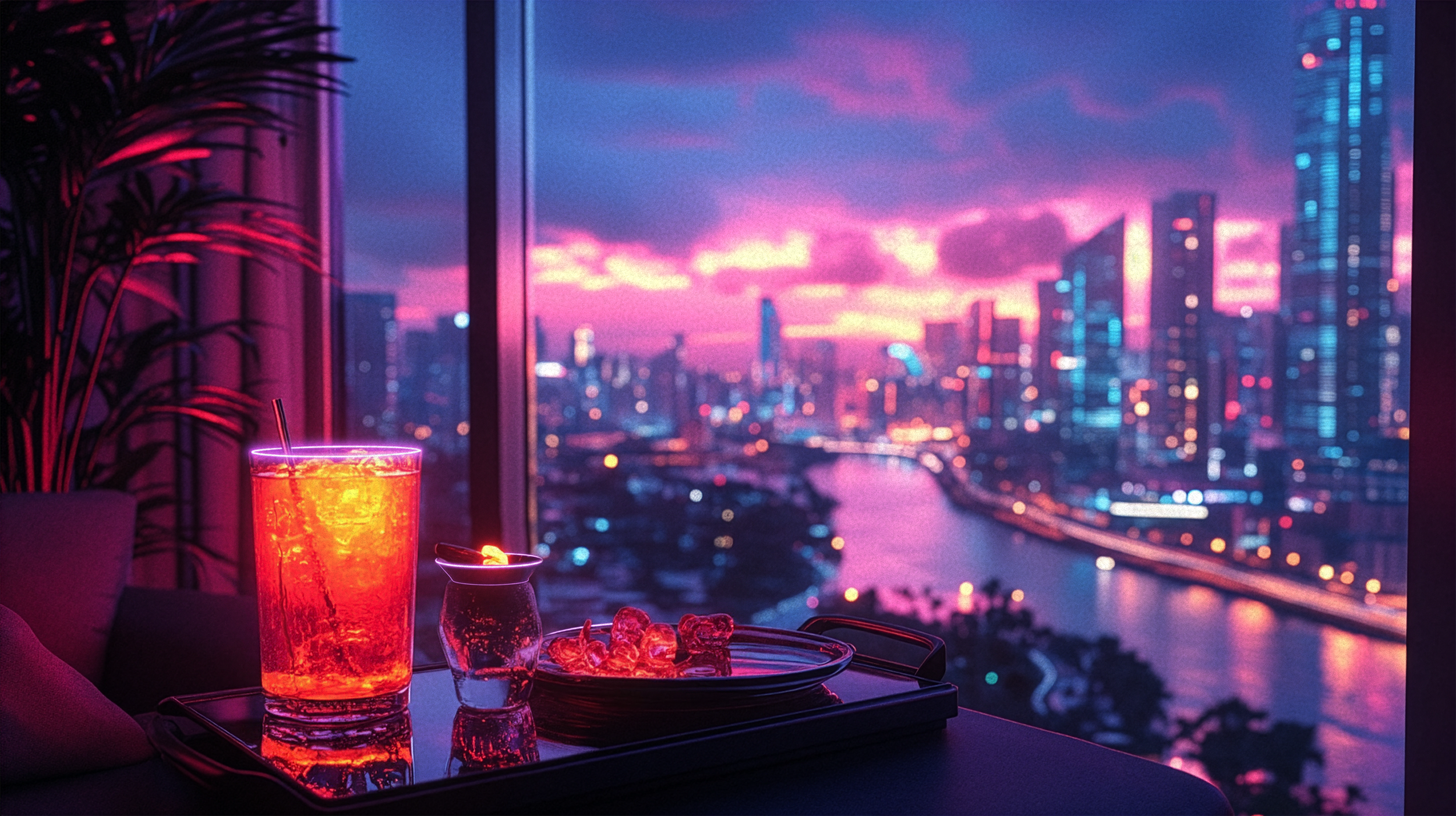 Cinematic Ambient Visual — Neon City Interior