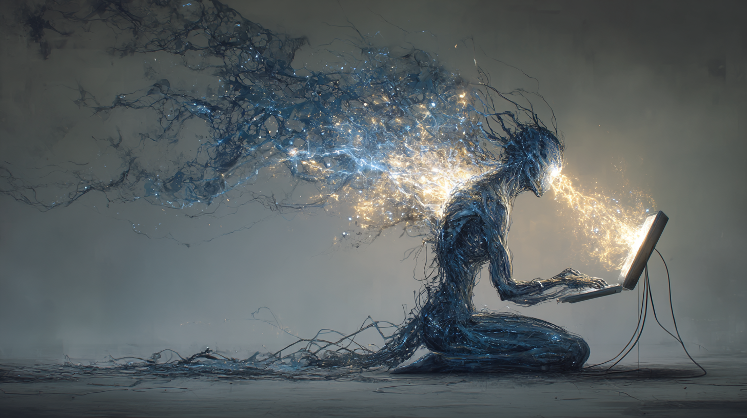 data stream from pc to mind and out, filter through the chaos and noise