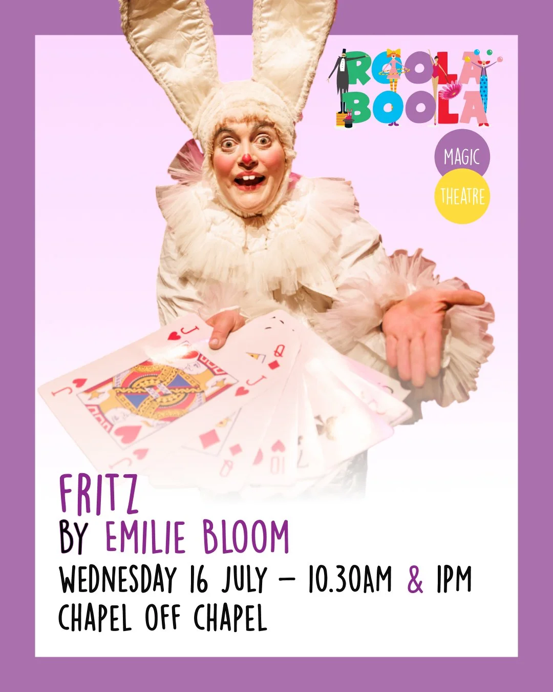 Roola Boola Children&rsquo;s Arts Festival is back this winter school holidays!

One of Melbourne&rsquo;s most successful annual children&rsquo;s arts festival will return to Stonnington from Tuesday 8 to Friday 18 July.

Chapel Off Chapel in Prahran