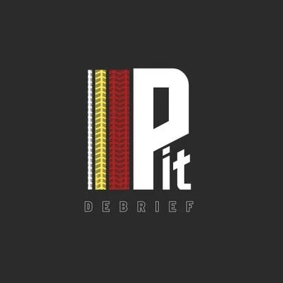 Logo with yellow, red, and white stripes and text 'Pit' and 'Debrief' on a black background.