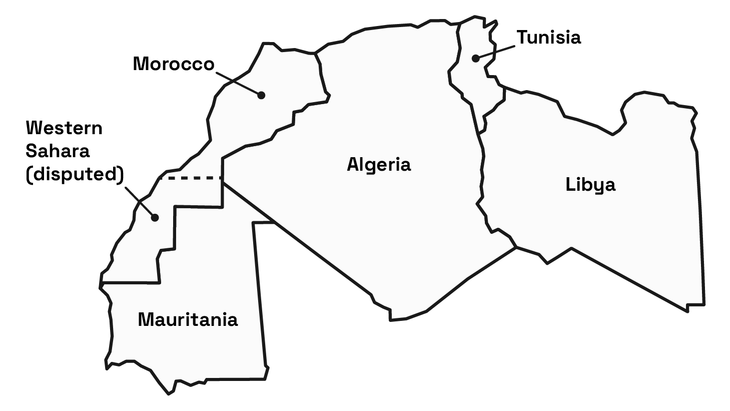 Map of the Maghreb.