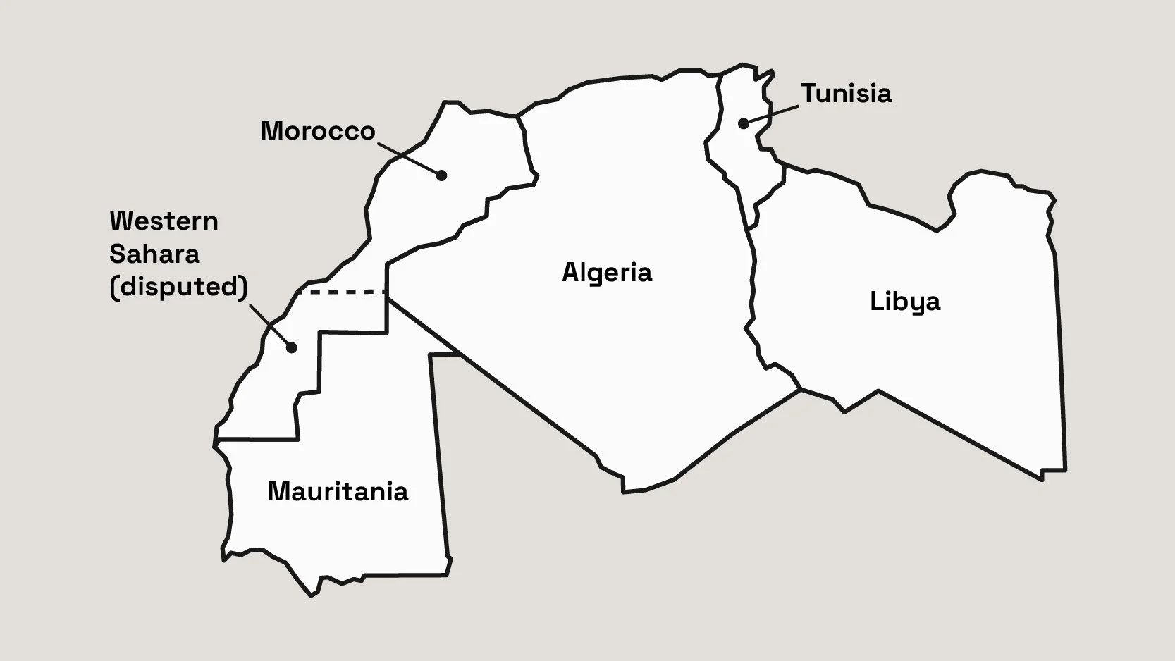 Map of the Maghreb.