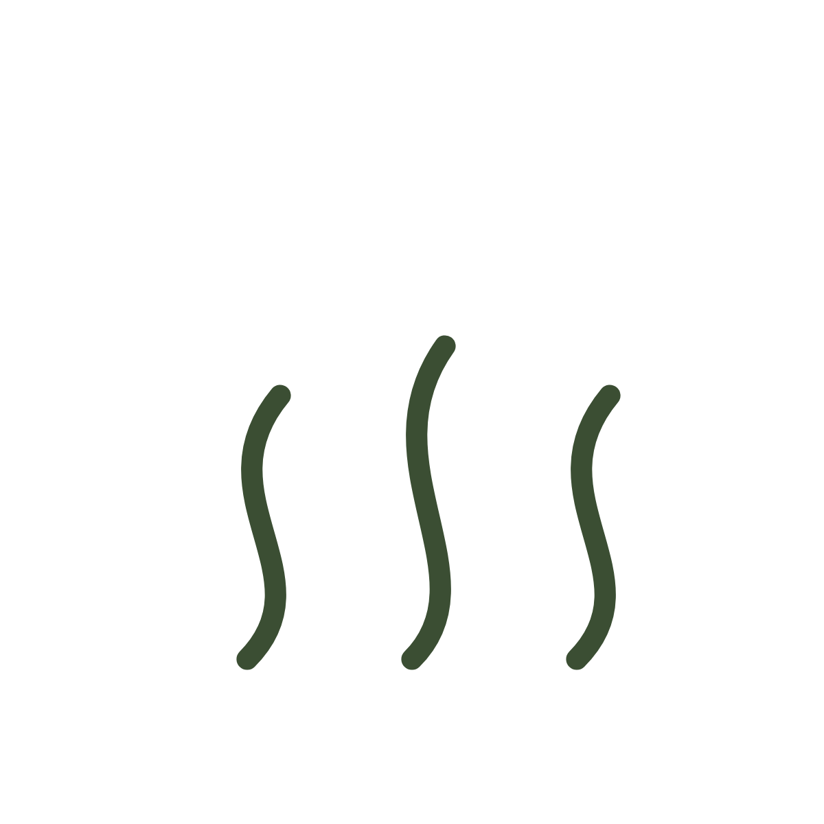 Icon of three wavy lines representing steam or heat.