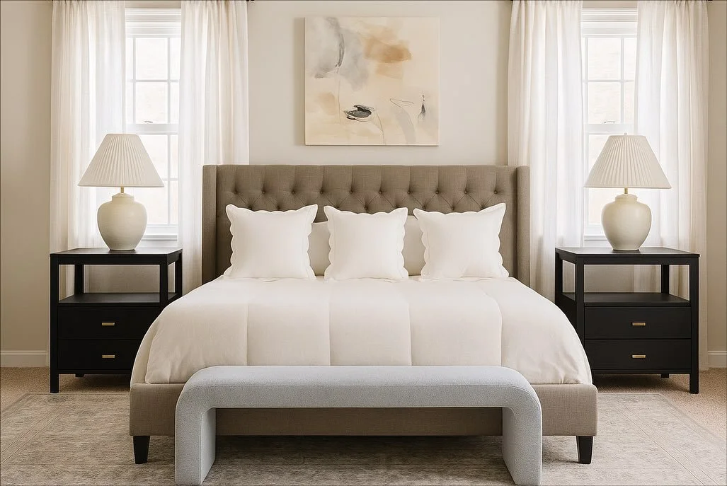 Which nightstands would you choose? Black or natural wood? 

The beauty of our 3D packages is seeing the options before buying! 

#bedroomdesign #interiordesigner #nightstands #designer #interiors #homestyling #interiordesign #primarybedroom