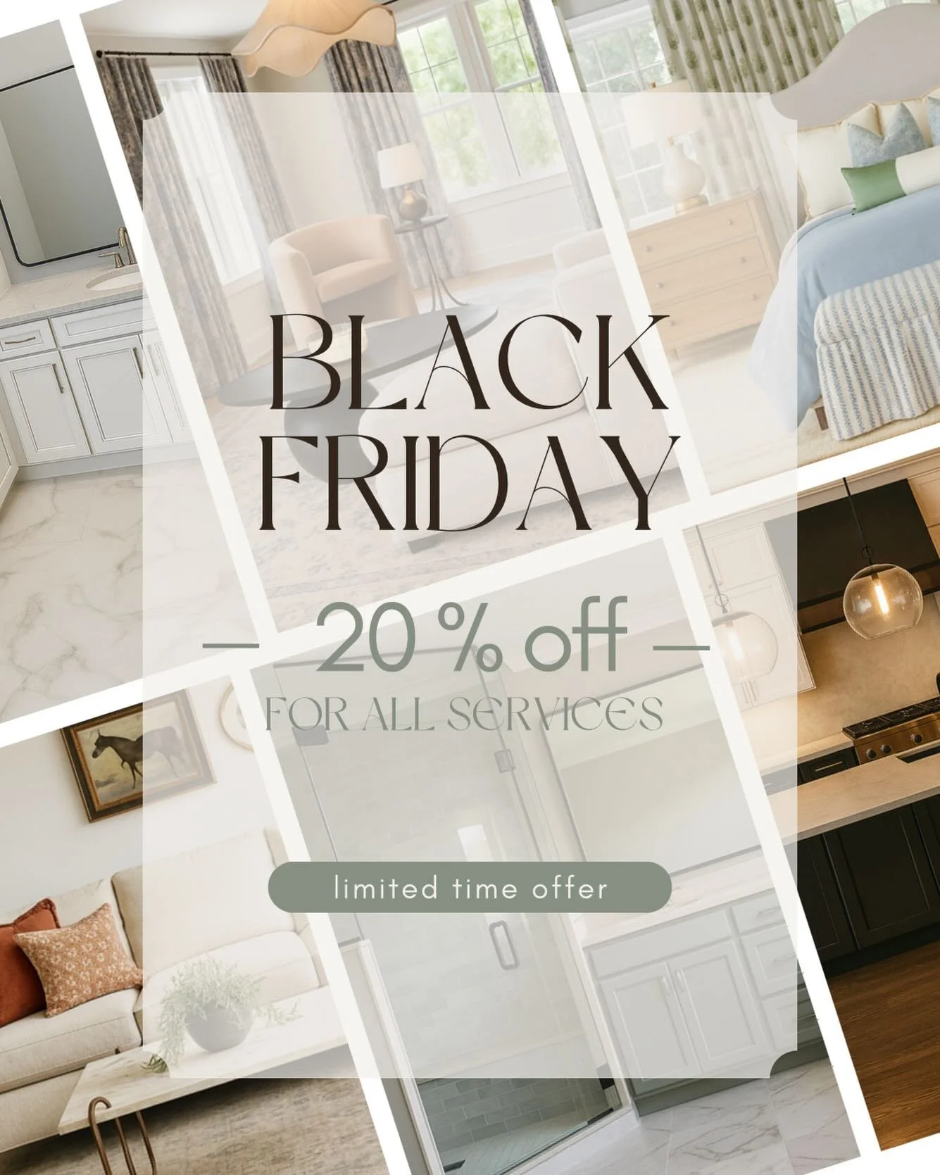 ✨SURPRISE! ✨ Our Black Friday Sale starts NOW!
For a limited time, all new contracts will receive 20% off their services.
If you&rsquo;ve been dreaming about refreshing a room, reimagining your layout, or finally tackling that project you&rsquo;ve be