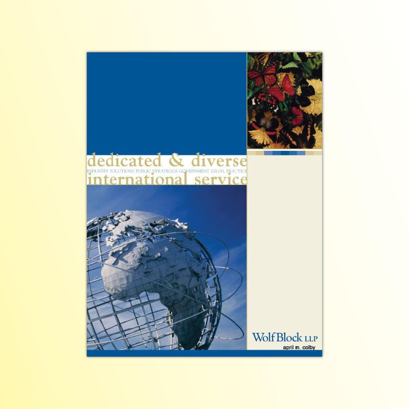 General firm brochure, cover featured, of this four page brochure. 