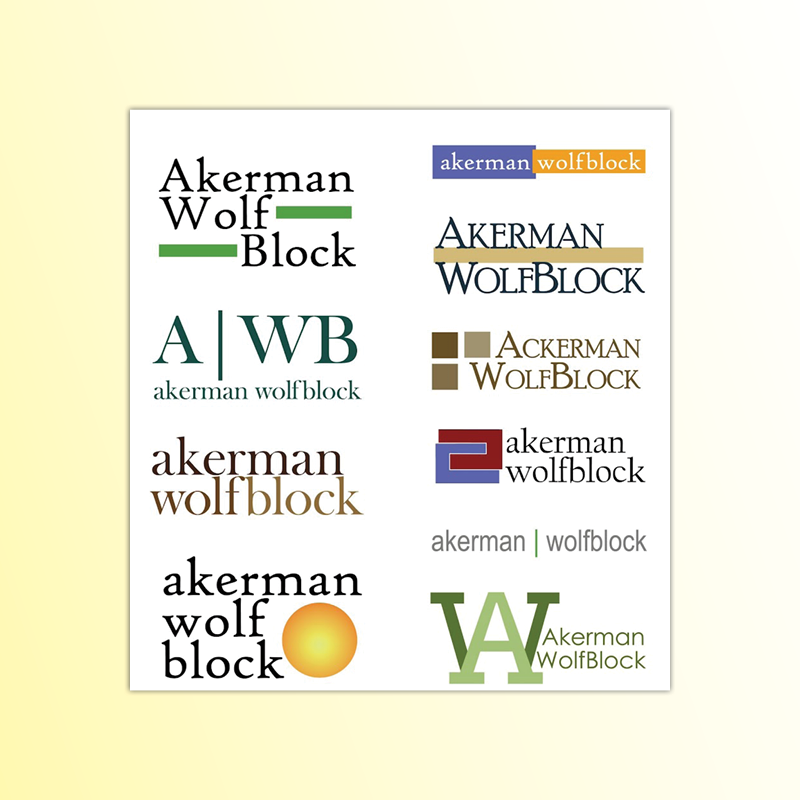 Before WolfBlock’s ultimate dissolution in 2009, I designed several logo concepts as the firm’s Senior Graphic Designer for one of the final merger attempts between WolfBlock and Akerman Senterfitt in 2008.