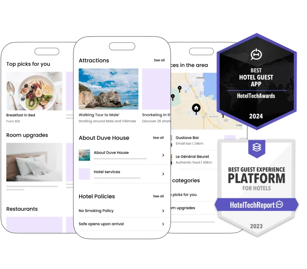 Duve is fully web-based, so guests don’t need to download an app in order to use it, they can use it straight from their phone just like an extension of your website.