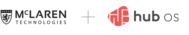 Logos of McLaren Technologies and Hub OS side by side.